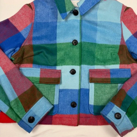 NWT Free Assembly Plaid Cropped Chore Jacket Multicolor Large Shacket Spring - Picture 10 of 12